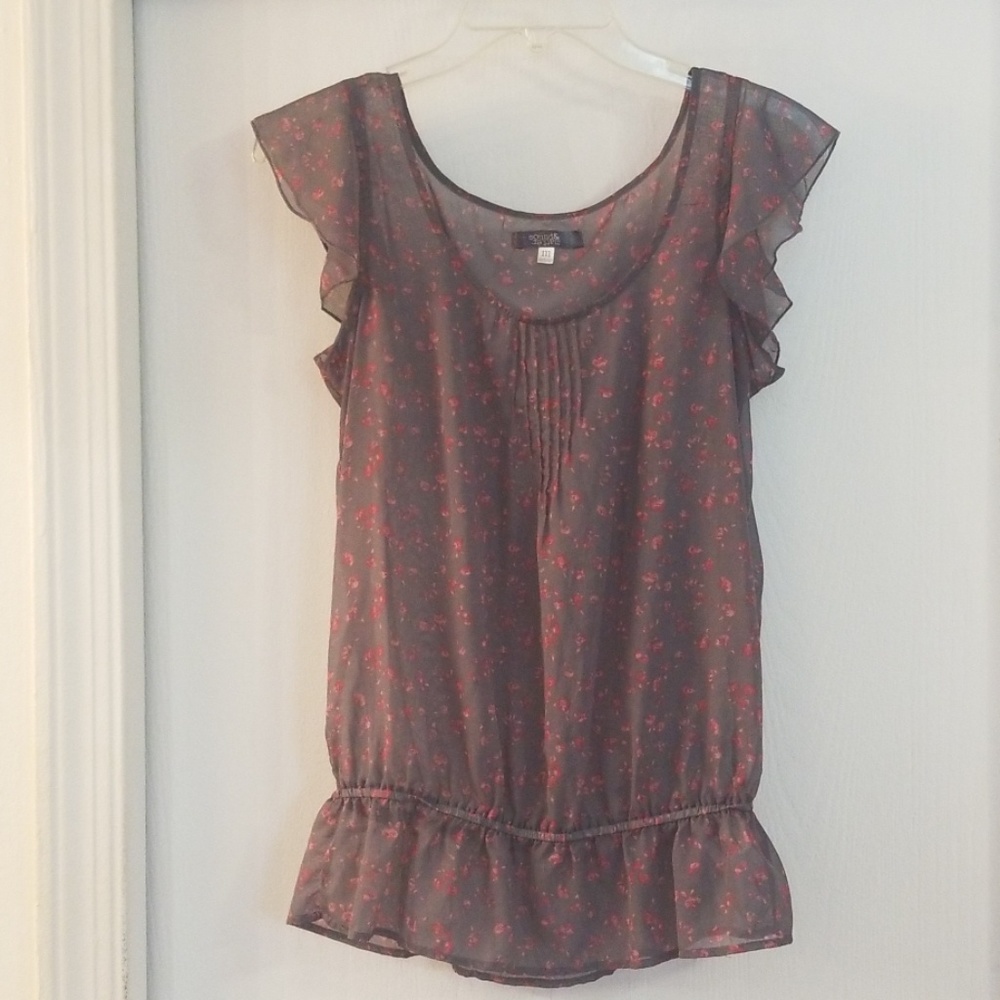 Sheer blouse with flowers